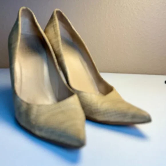 Gucci Python Bamboo Heel Pumps Tan Pointed Toe Vintage Size 40C Made Italy 90s